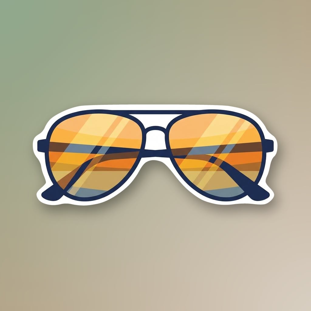 Aviator sunglasses sticker designed on Stickery.ai