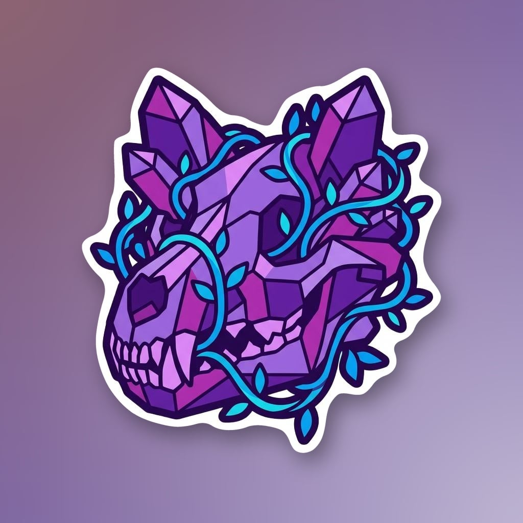 Glowing Amethyst Wolf Skull